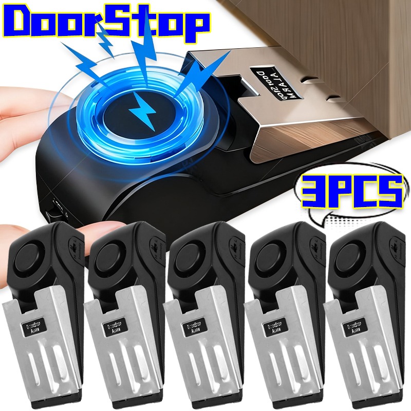 Door Stop Alarm - 3/1Pcs Door Resistance Alarm Wireless Door