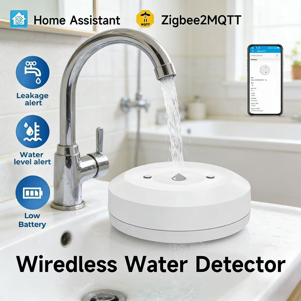 Smart ZigBee3.0 2MQTT Water Le - Water Alarm Sensor 리뷰 및 가격